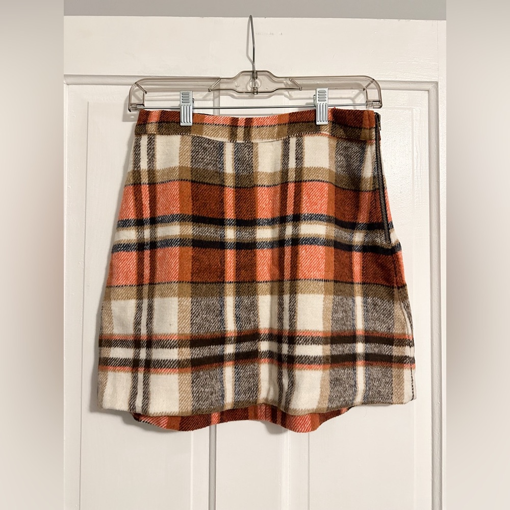 Lulus Mad for Plaid Cream and Orange Plaid Mini Skirt